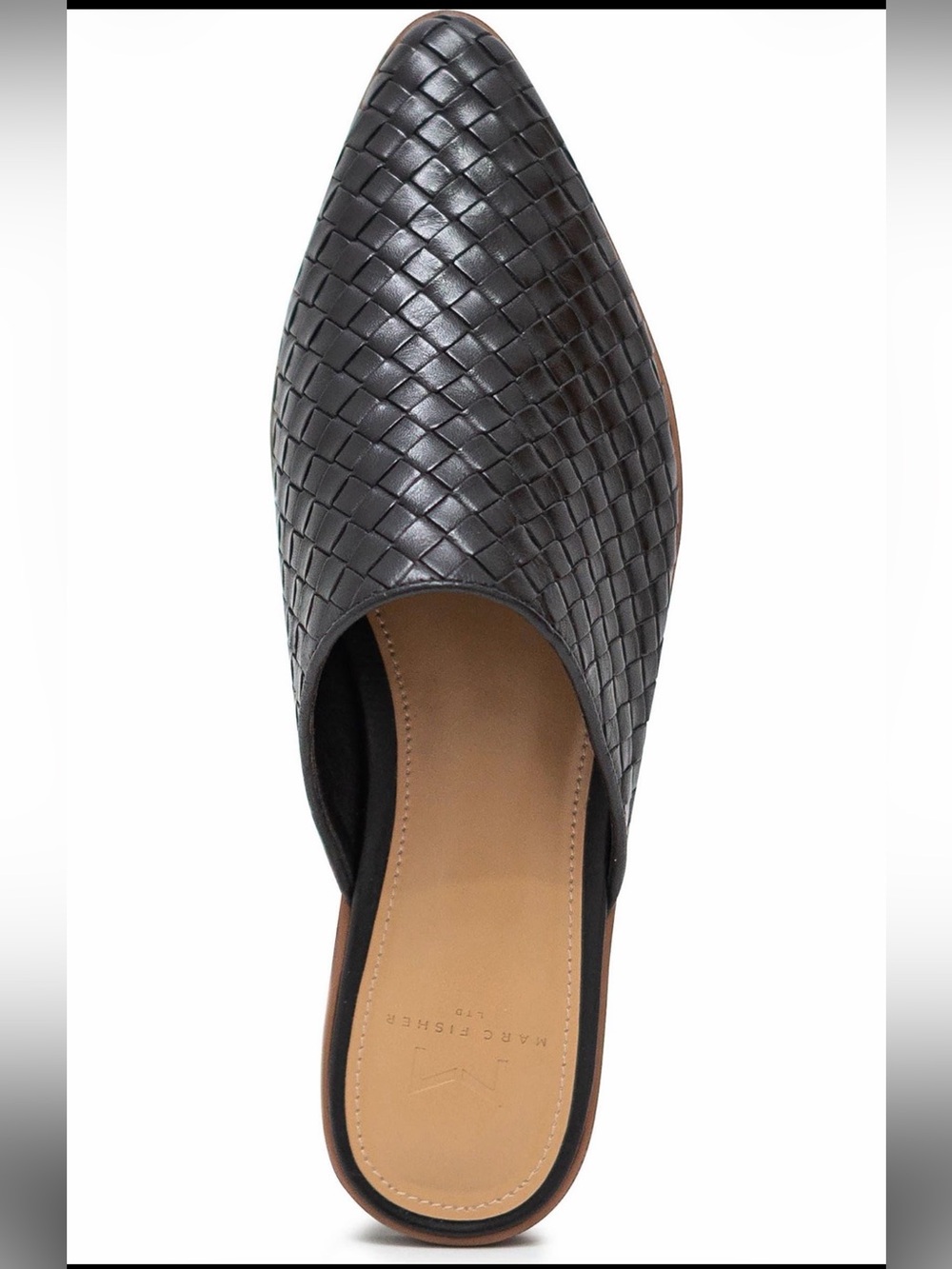 Marc Fisher LTD Black Woven Leather Pointed Toe Mules Size 7M